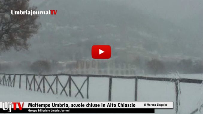 Maltempo in Umbria, forti nevicate, scuole chiuse a Gubbio, Nocera e Gualdo