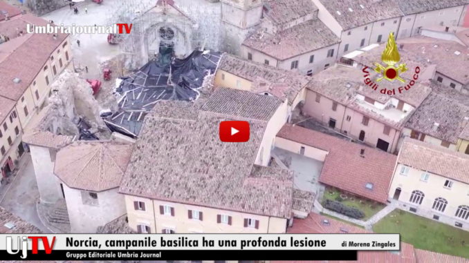 Terremoto Norcia, campanile Basilica ha lesione profonda
