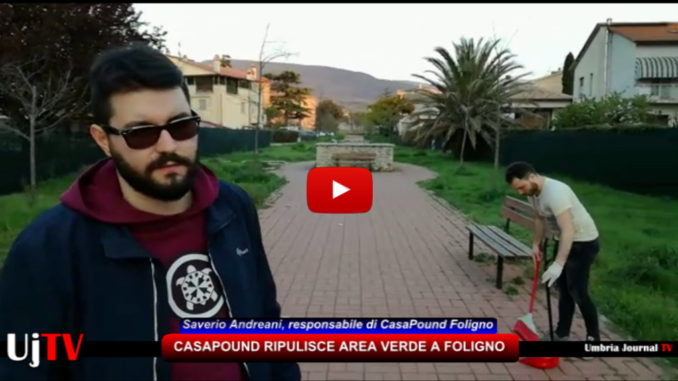 CasaPound ripulisce area verde tra viale Ancona e via Montello a Foligno