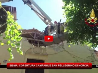 Cominciati i lavori copertura campanile chiesa San Pellegrino