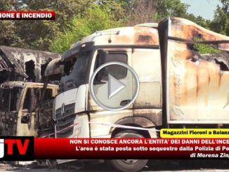 Incendio magazzini Fioroni, 5 camion distrutti dalle fiamme, danni ingenti