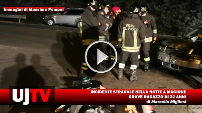 Incidente stradale nella notte a Magione, auto contro moto, grave ragazzo