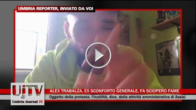 Assisi, Alex Trabalza fondatore dello Sconforto Generale inizia sciopero fame