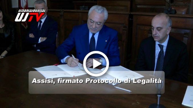 Assisi, Firmato il Protocollo di Legalità, tra prefettura e comune, il video