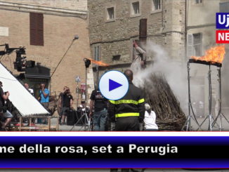 Il nome della rosa, Perugia trasformata in set, rogo in centro