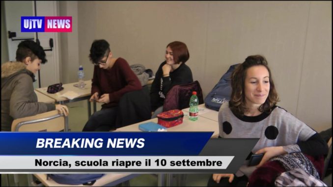 Alle superiori Norcia a scuola il 10 di settembre e non il 12, video del container studenti