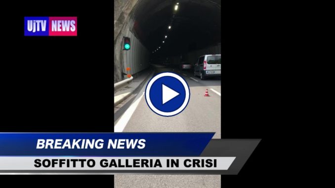 Immagini video dello sbriciolamento del soffitto della galleria Volumni