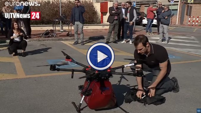 Prima consegna di sangue via drone il video a Pontedera