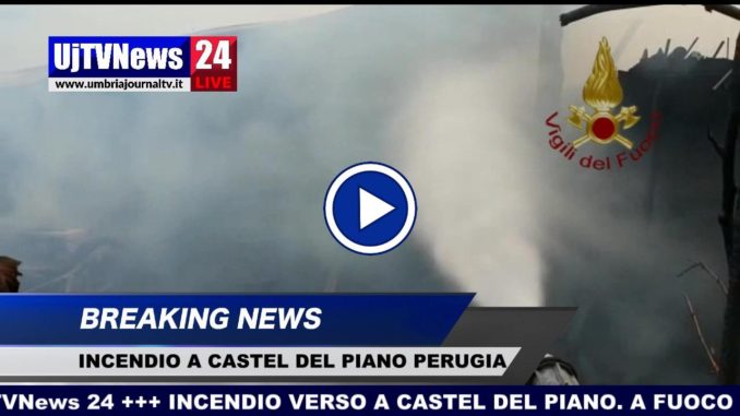 Incendio Castel del Piano, fiamme distruggono annesso agricolo, video