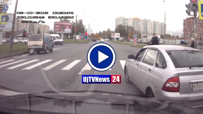 Fa il prepotente per strada, lo spray al peperoncino lo ferma, video virale