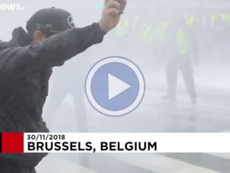La protesta dei gilet gialli è arrivata anche a Bruxelles il video