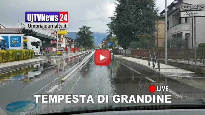 Tempesta di grandine, tuoni e fulmini tra Perugia e Bastia (VIDEO)