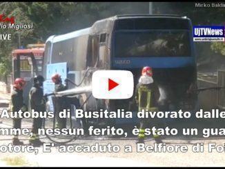 Attimi di panico a Belfiore di Foligno incendio distrugge autobus