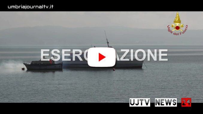 Esercitazione, molto realistica, dei Vigili del fuoco sul Lago Trasimeno