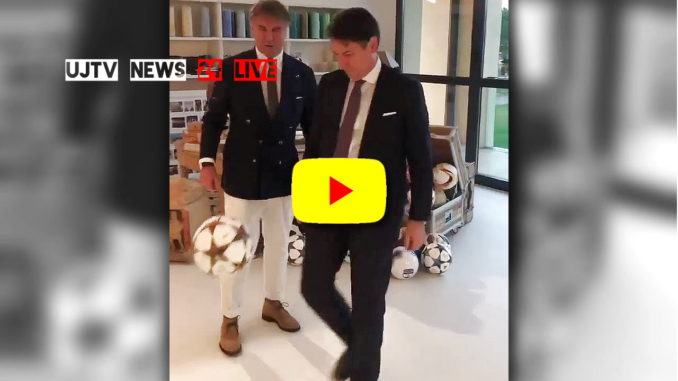 Il premier Giuseppe Conte palleggia con Brunello Cucinelli [VIDEO]