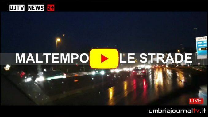 Immagini video girate dall'auto durante le ore di pioggia, con action cam