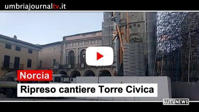 Ripresi i lavori alla torre civica di Norcia, fine entro l’anno