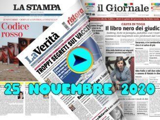 La video rassegna stampa del 25 novembre 2020, prime pagine in pdf