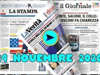 La video rassegna stampa del 24 novembre 2020, prime pagine in pdf
