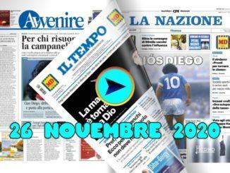 La video rassegna stampa del 26 novembre 2020, prime pagine in pdf