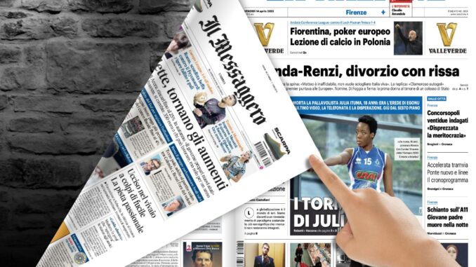 Video rassegna stampa in tv del 14 aprile 2023, prime di copertina in pdf