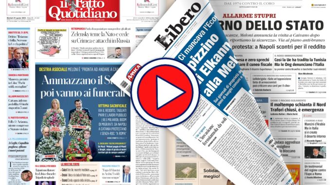Rassegna stampa del 29 agosto 2023, prime pagine in tv
