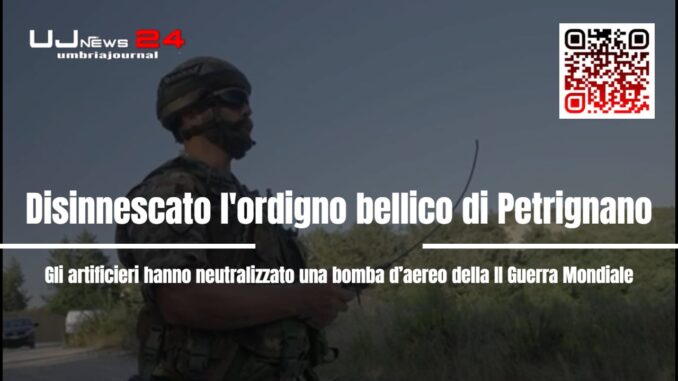 Disinnescato in meno di un'ora l'ordigno bellico a Petrignano di Assisi