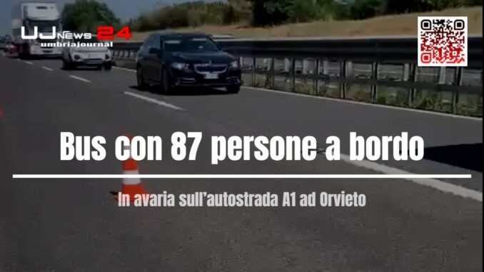 Orvieto, bus con 87 persone a bordo in avaria sull'autostrada A1