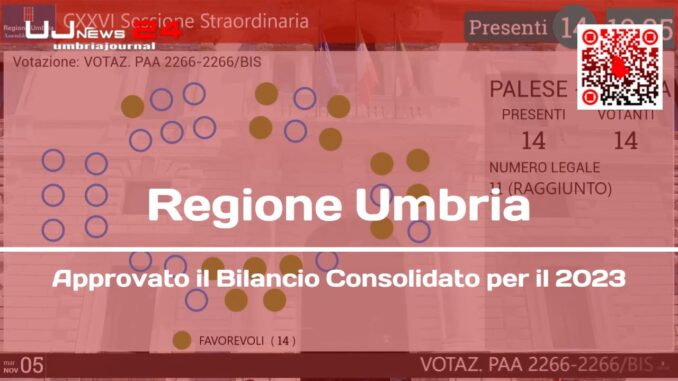 Approvato il Bilancio Consolidato della Regione Umbria per il 2023