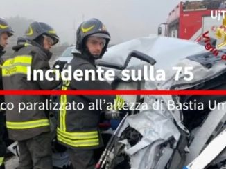 Incidente sulla 75, traffico paralizzato all’altezza di Ospedalicchio