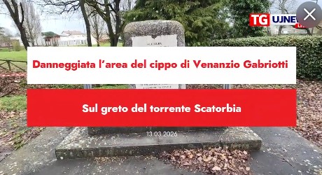 Danneggiata l’area del cippo di Venanzio Gabriotti sul greto del torrente Scatorbia
